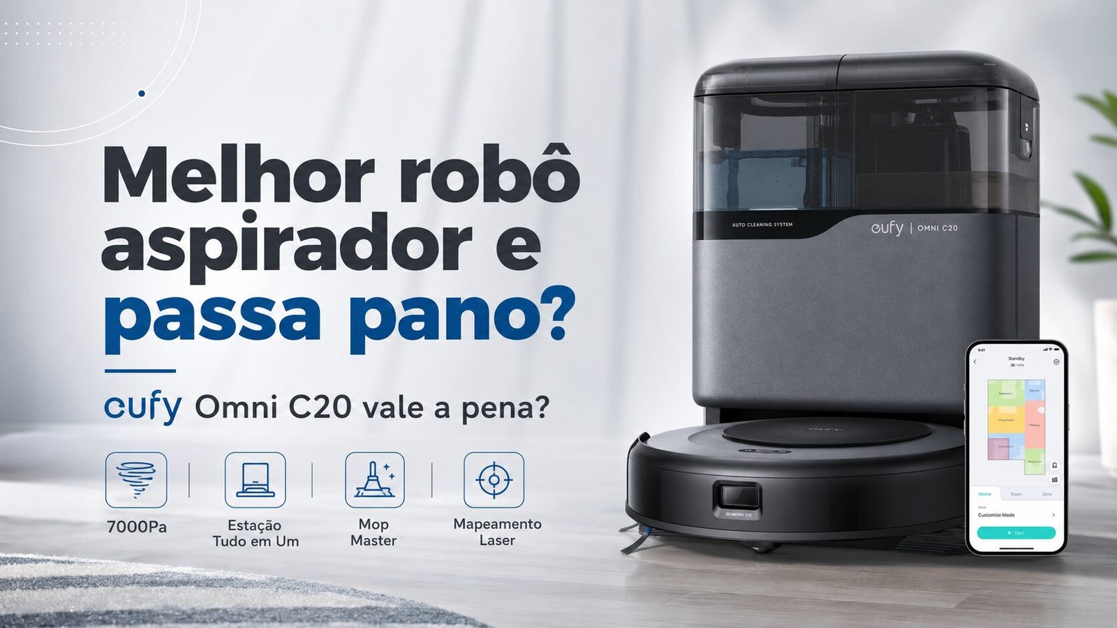 Robô Aspirador eufy Omni C20 3 em 1 com estação tudo em um limpando piso frio