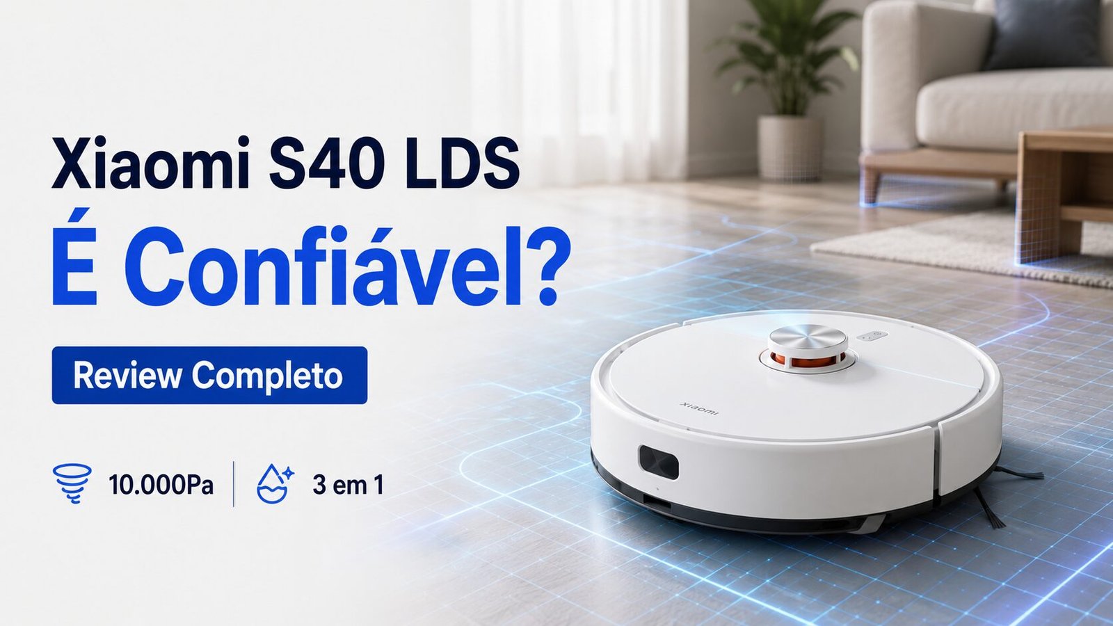 Robô Aspirador Xiaomi S40 LDS branco limpando piso com mapeamento inteligente