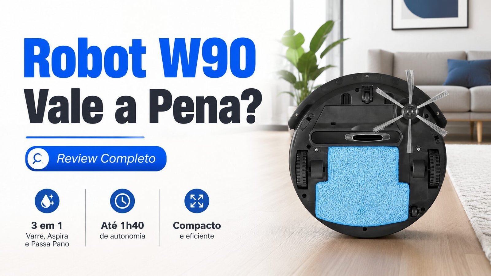Robô aspirador WAP Robot W90 preto limpando piso de sala