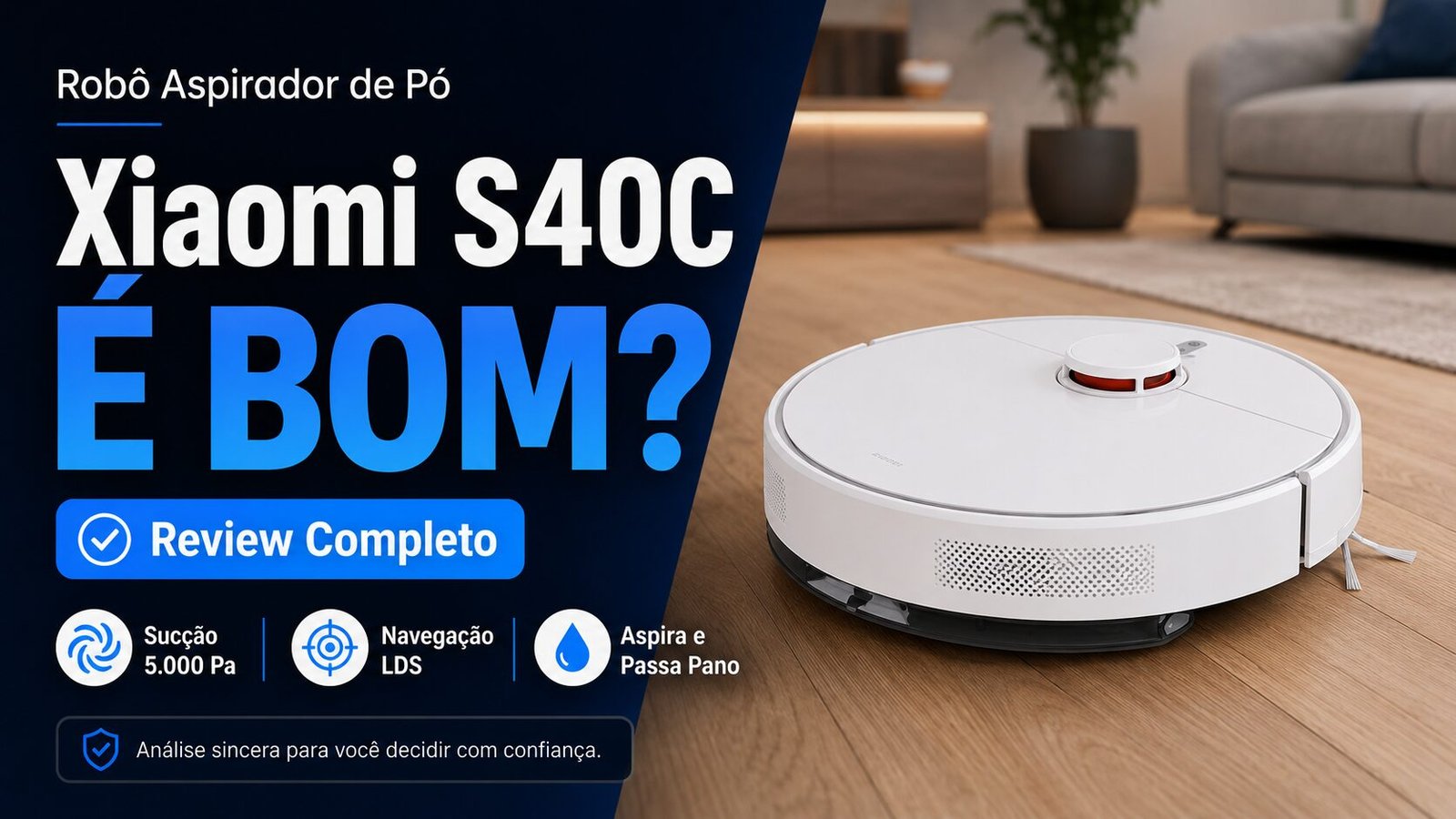 Robô Aspirador De Pó Inteligente S40C Xiaomi branco limpando piso com navegação LDS