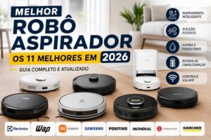 Melhor robô aspirador em 2026 com modelos Xiaomi, WAP, Electrolux, Samsung, Roborock e Karcher.