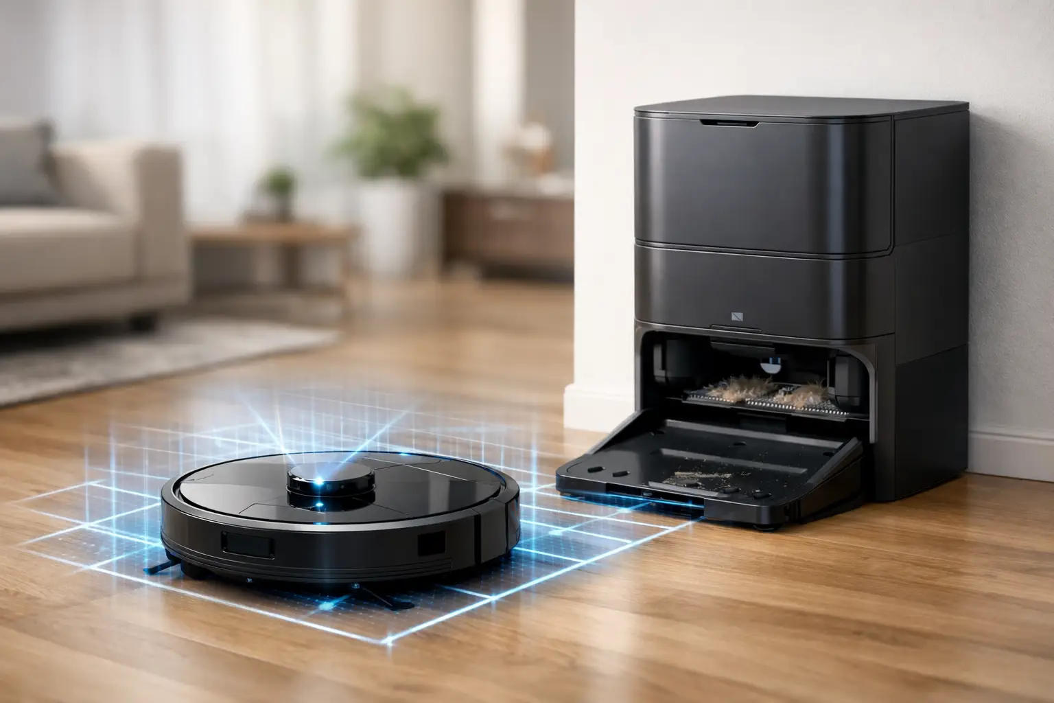 Robô aspirador com mapeamento e autolimpante