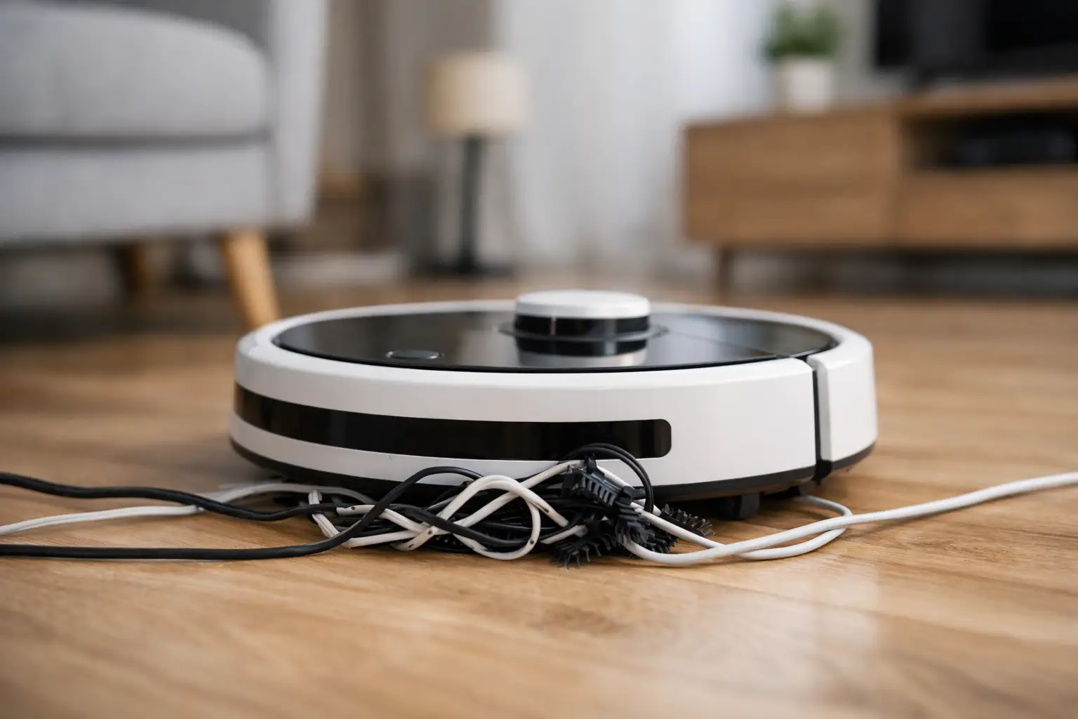 Robô aspirador enrosca em fios: como evitar
